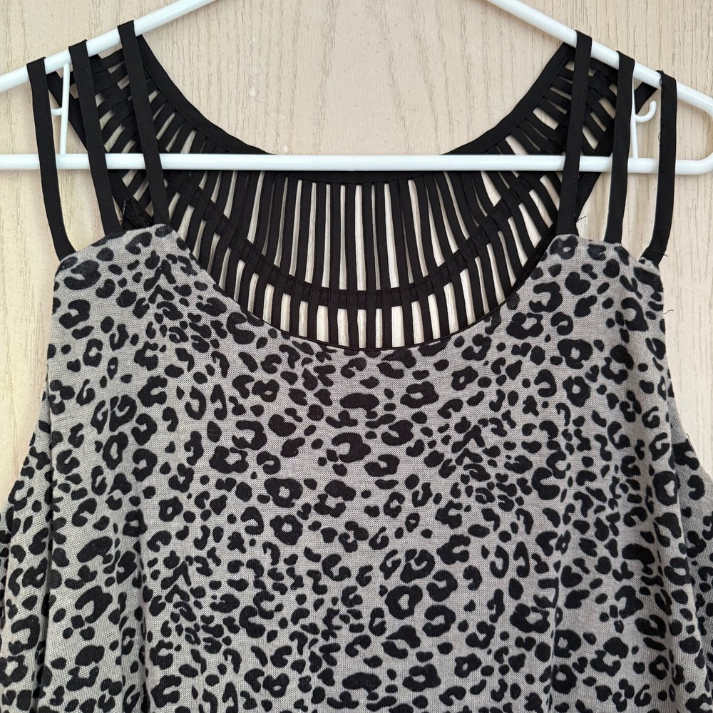 Maurices Leopard Print Strappy Tank Top Size‎ 1X Boho Grunge Stretch Flowy Party - Picture 4 of 9